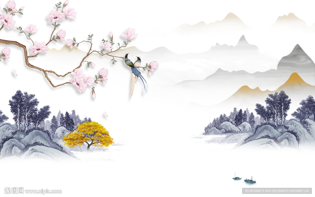 高端 最新客厅山水 tif分层