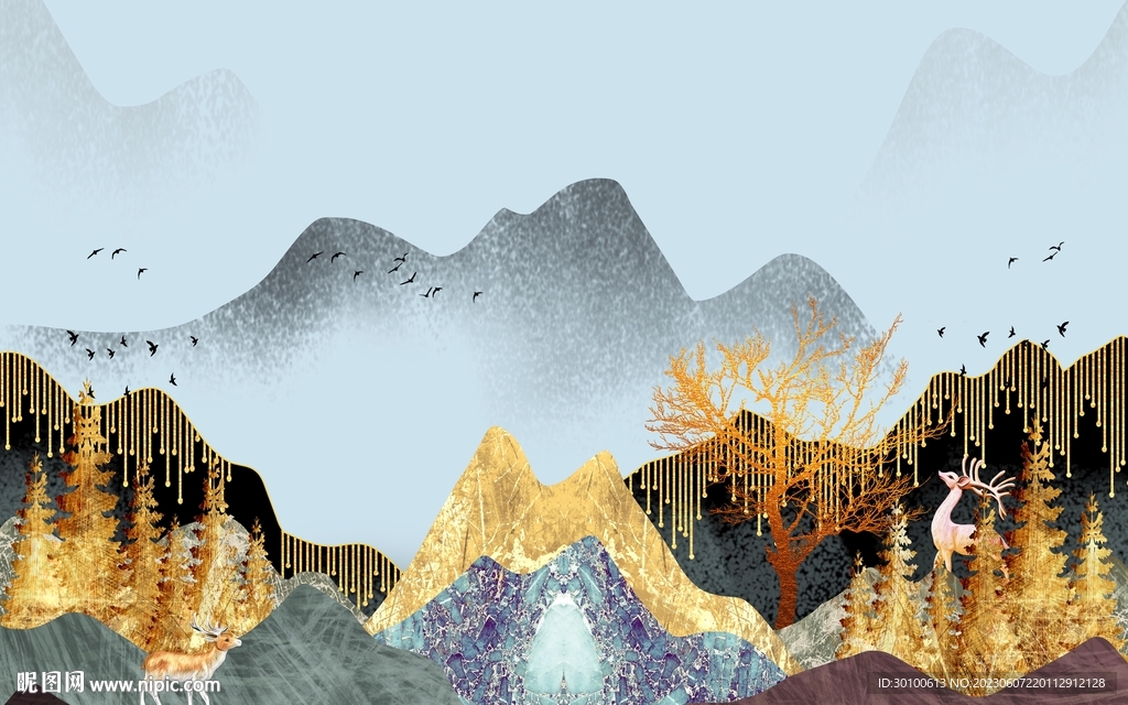 人气 高端电视山水 tif分层