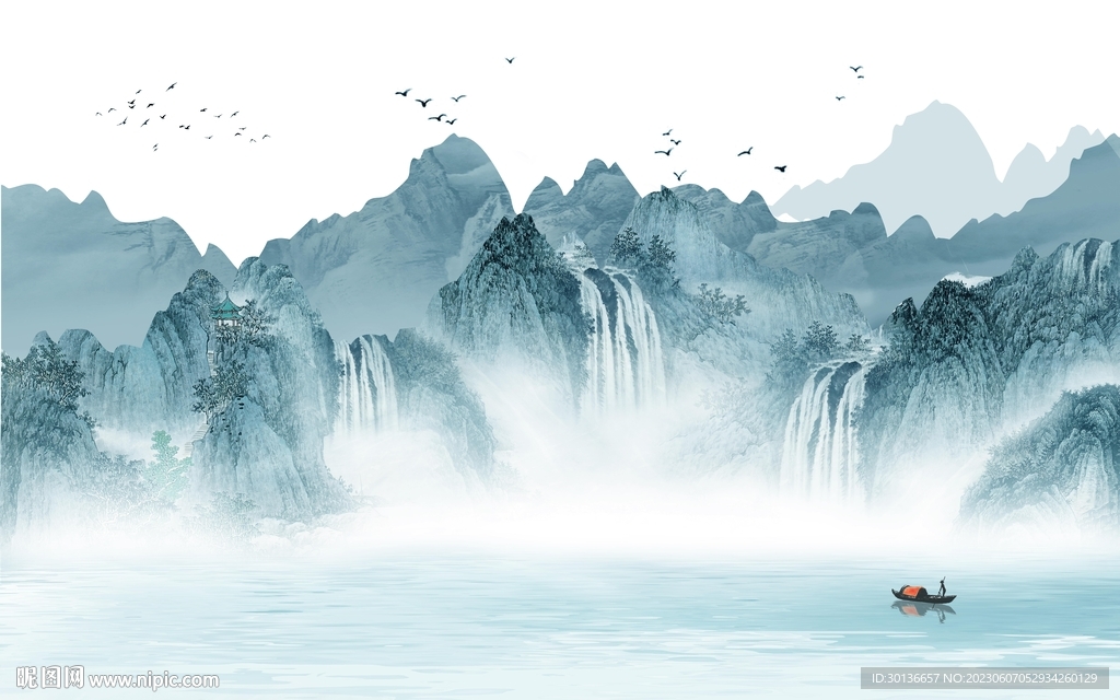 别墅 最新背景山水 tiF分层