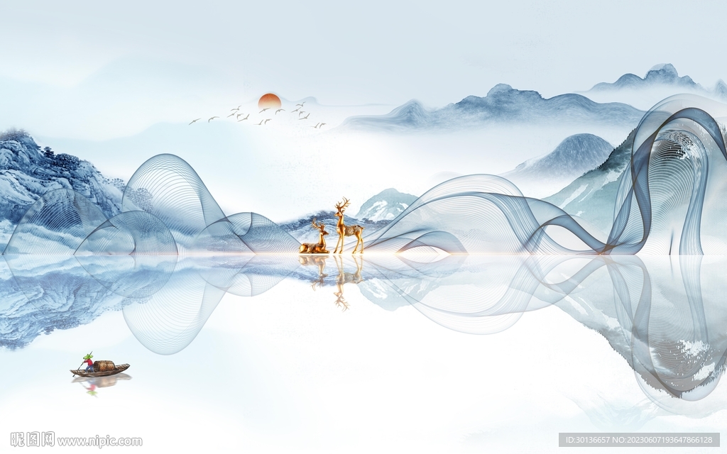 高端 最新背景山水 tiF分层