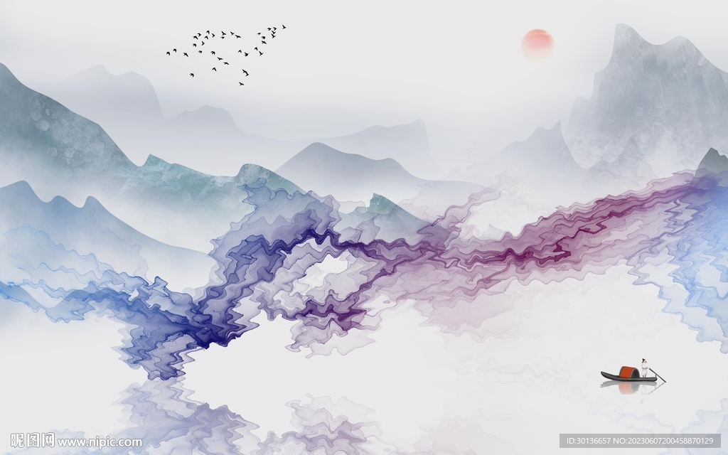 最新 高端背景山水 tiF分层