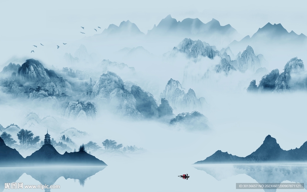 人气 高端背景山水 tiF分层