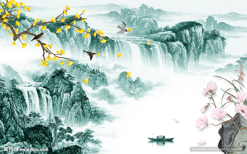 沙发 别墅中式山水 tIf分层