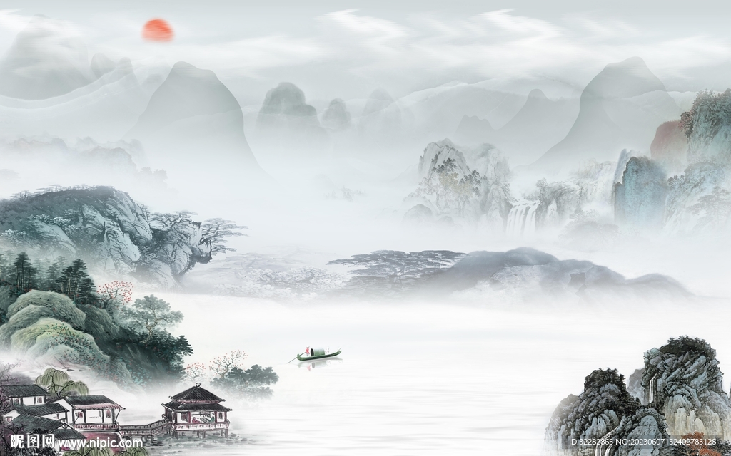 高档 别墅中式山水 tIf分层