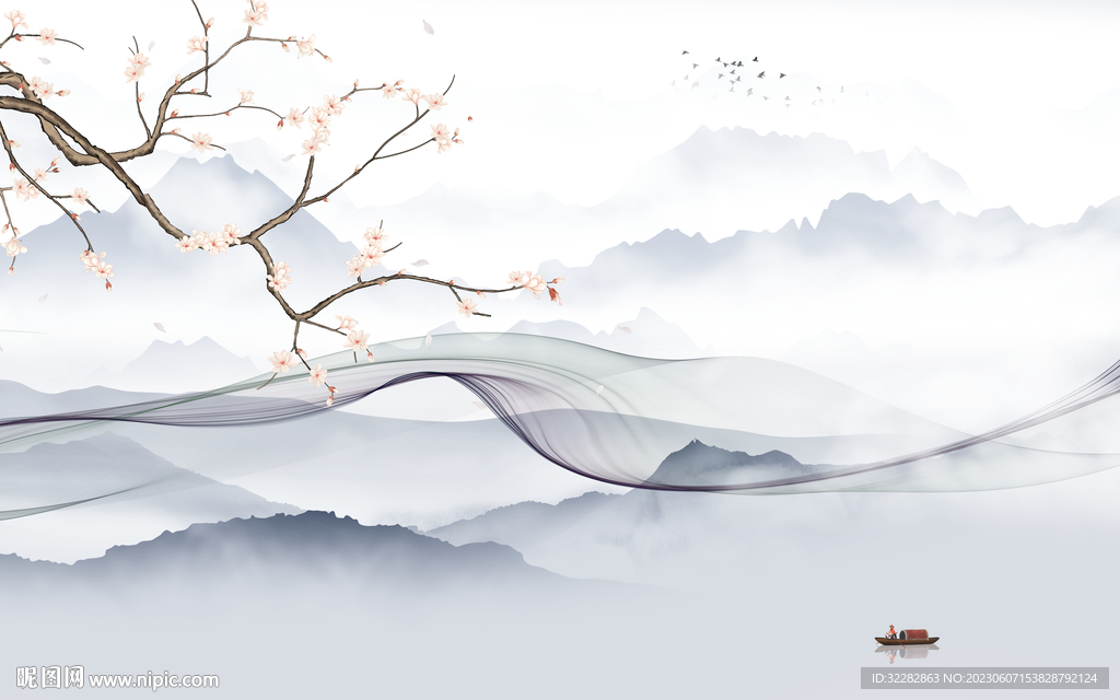 客厅 别墅中式山水 tIf分层