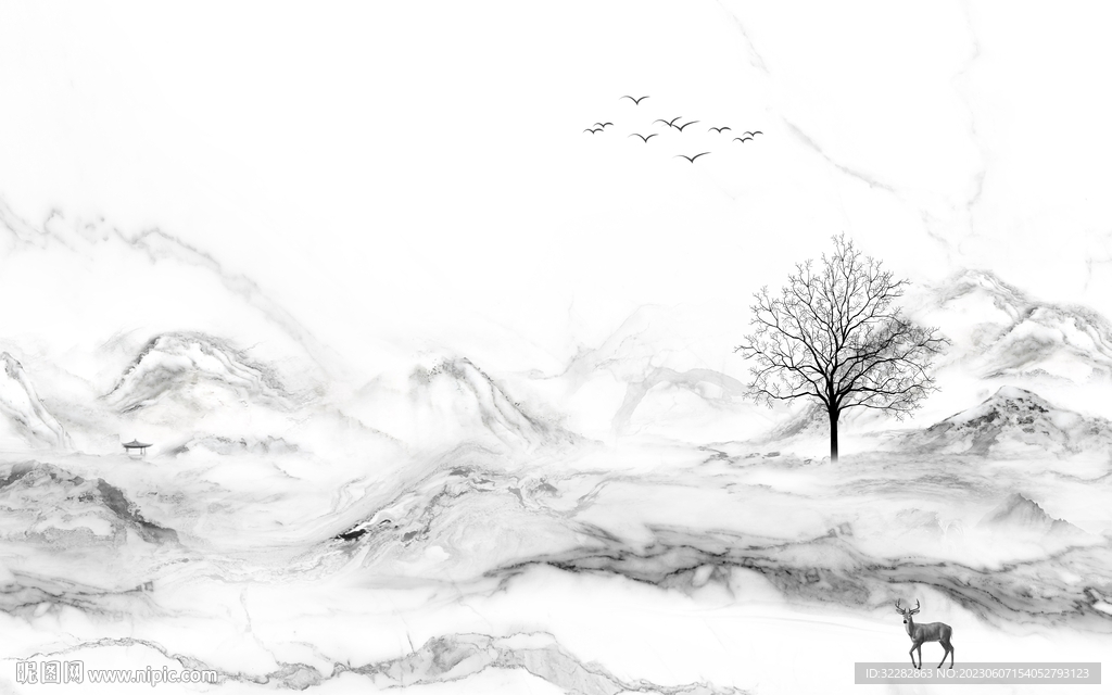 简约 别墅中式山水 tIf分层