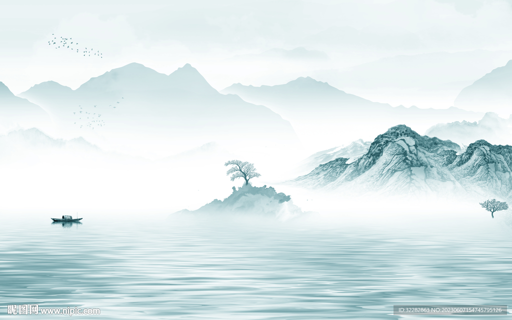 蓝色 最新爆款山水 TIf分层