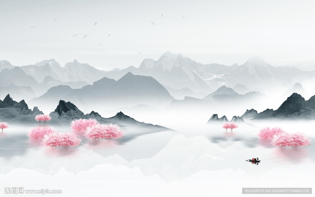 沙发 电视背景山水 tif分层