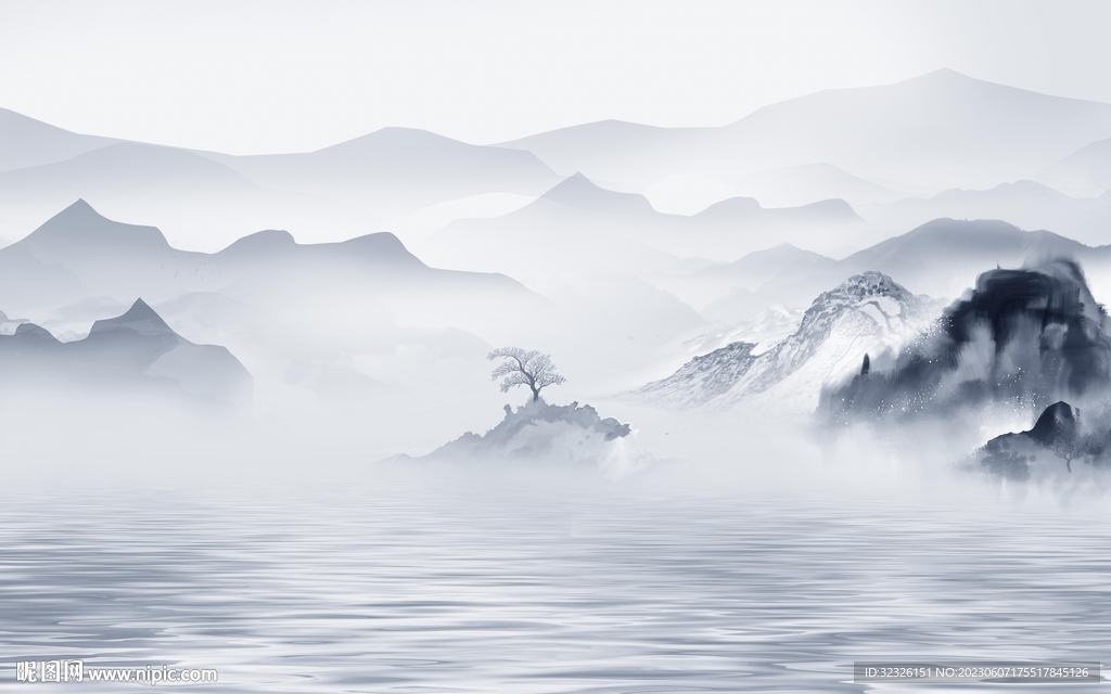 新款 电视背景山水 tif分层