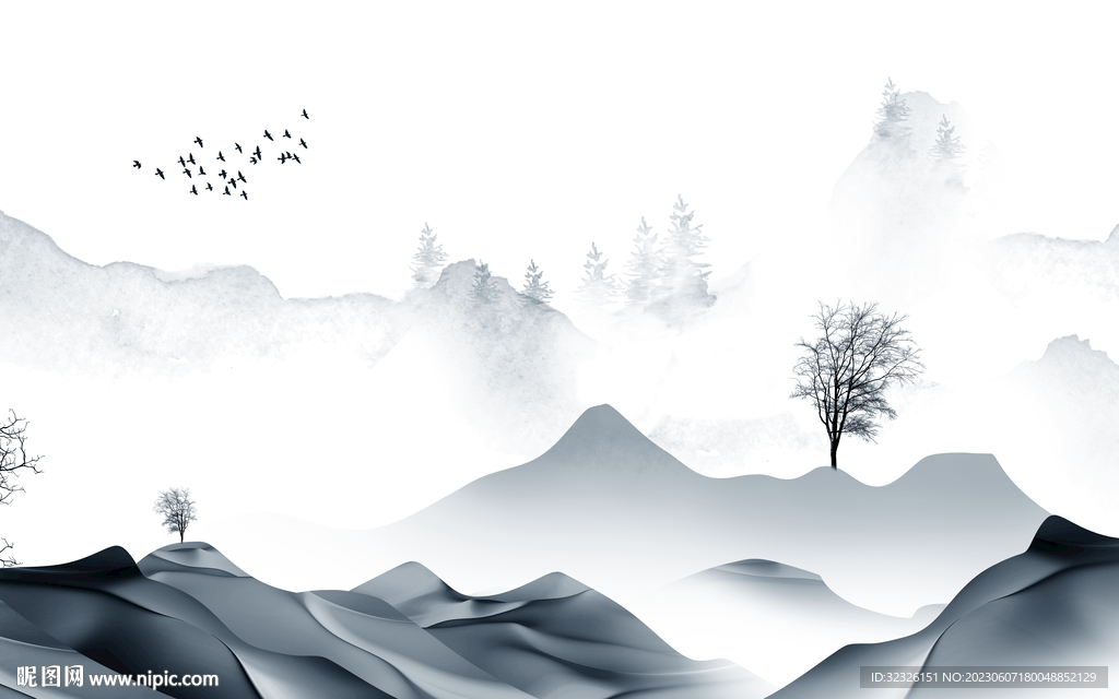 意境 电视背景山水 tif分层