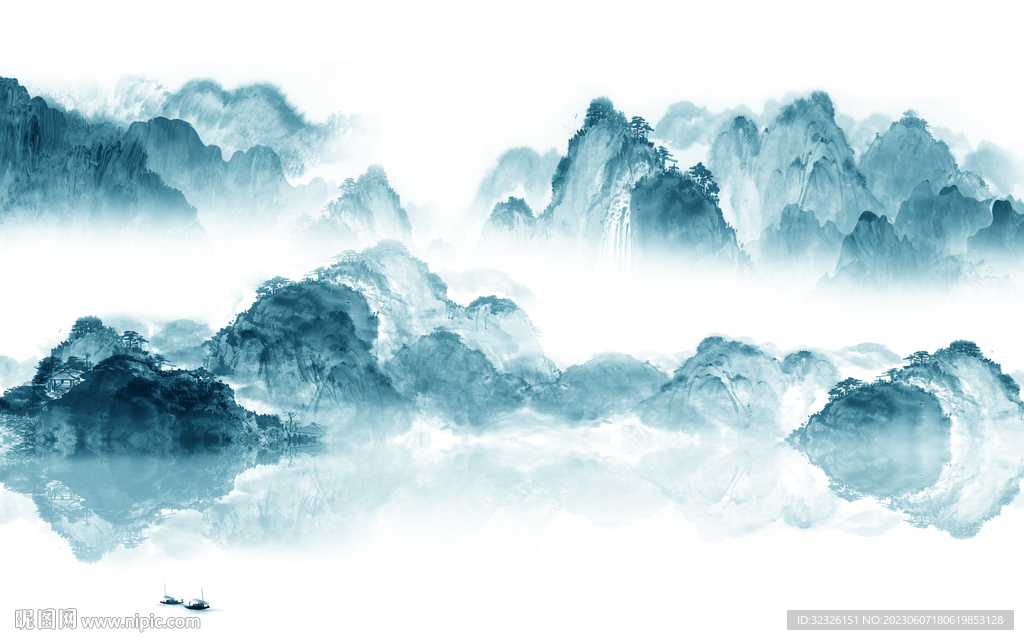 简约 电视背景山水 tif分层