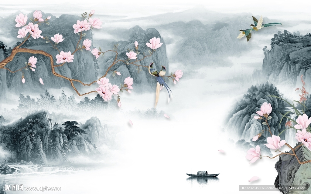 大气 电视背景山水 tif分层