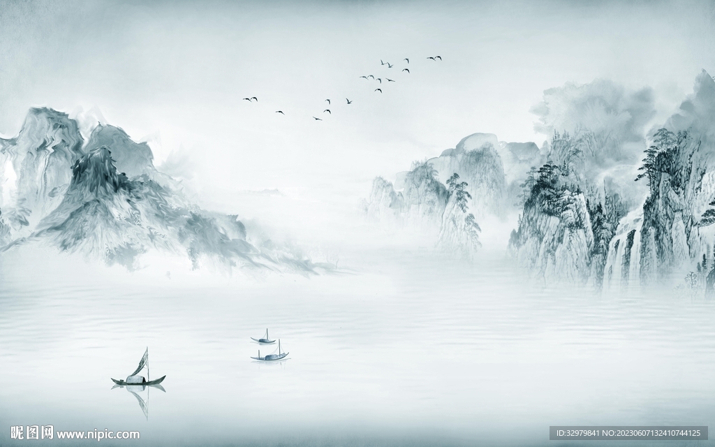 高档 新款极简山水 Tif分层