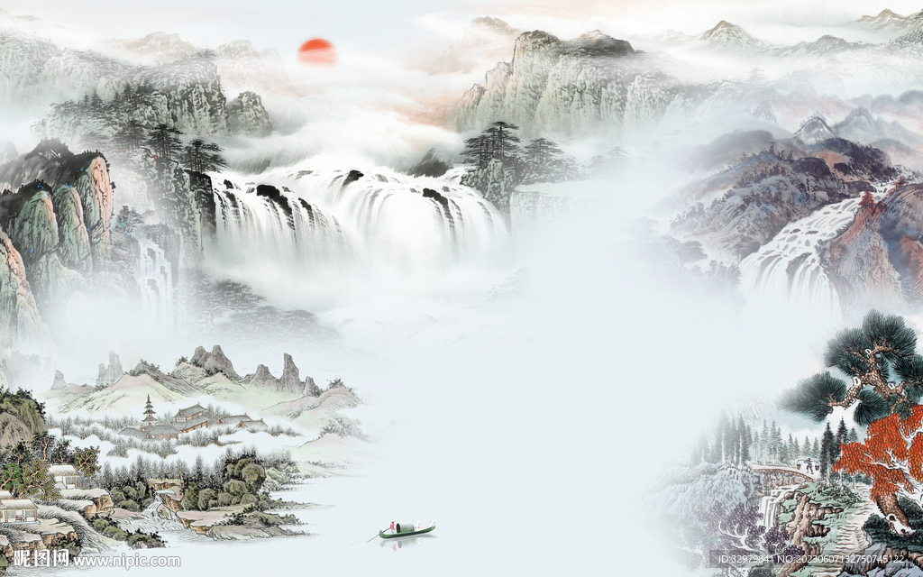 高清 新款极简山水 Tif分层