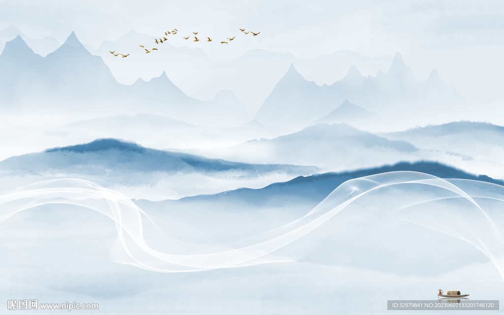 大气 新款极简山水 Tif分层