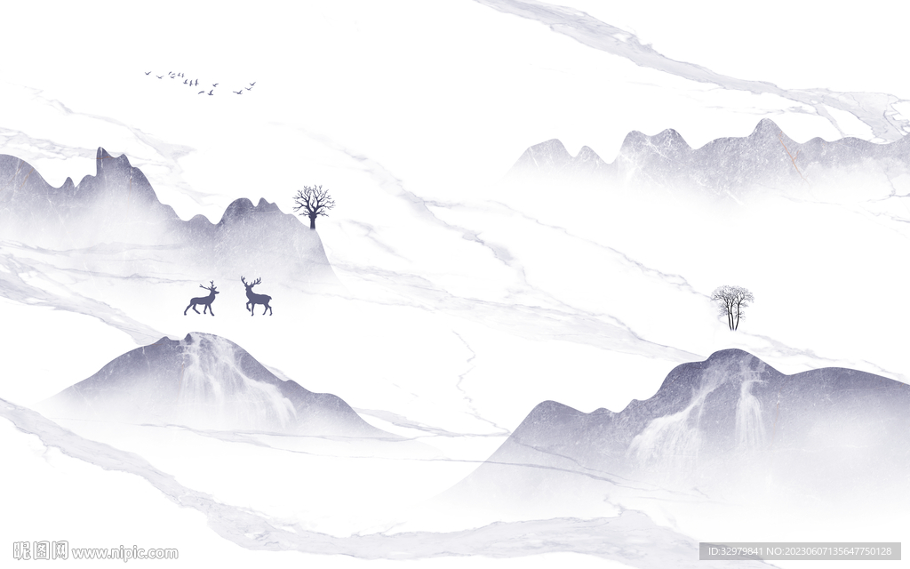 意境 高档极简山水 Tif分层