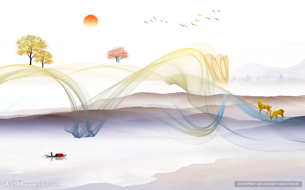 线条 新传意境山水 tif分层