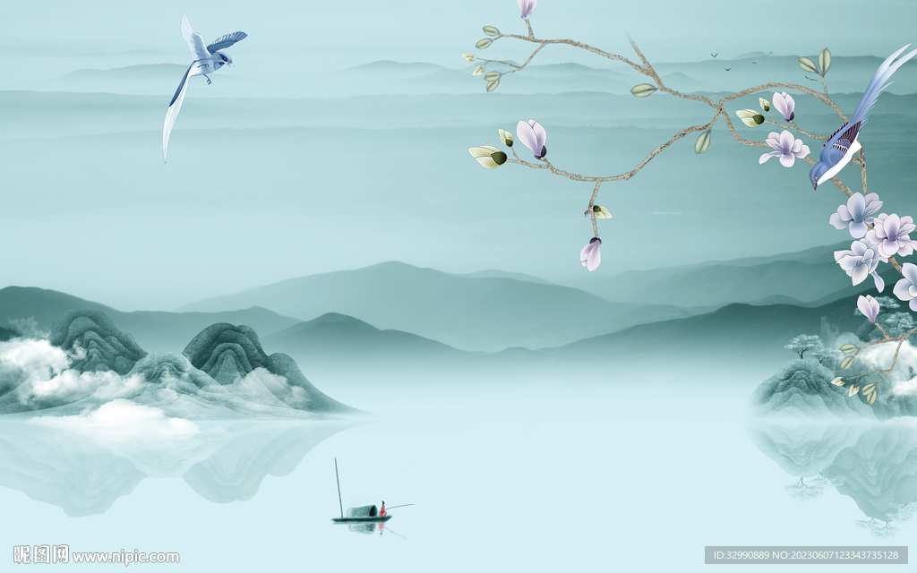 高清 背景客厅山水 TIf分层