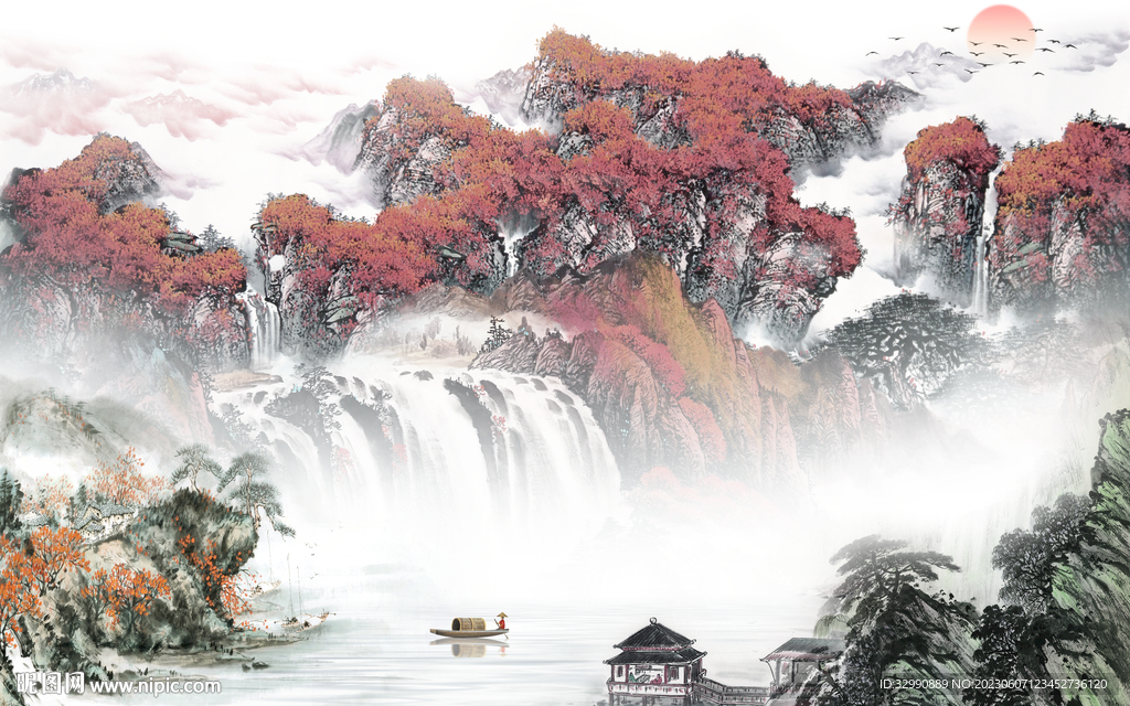 爆款 新款背景山水 tIf分层