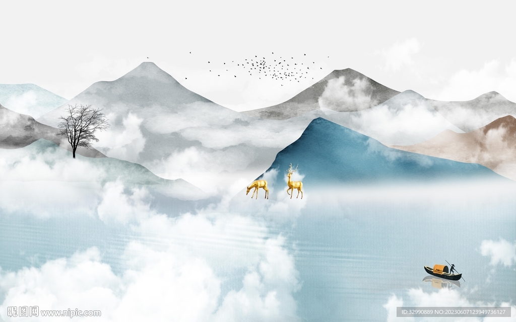 客厅 新款背景山水 tIf分层