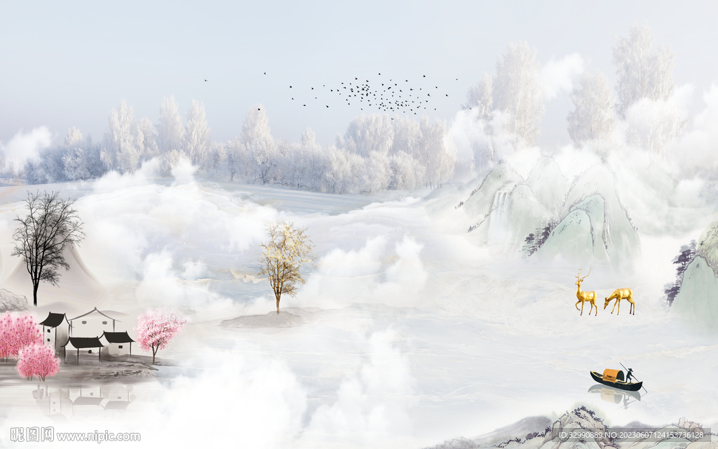 新品 新款背景山水 tIf分层