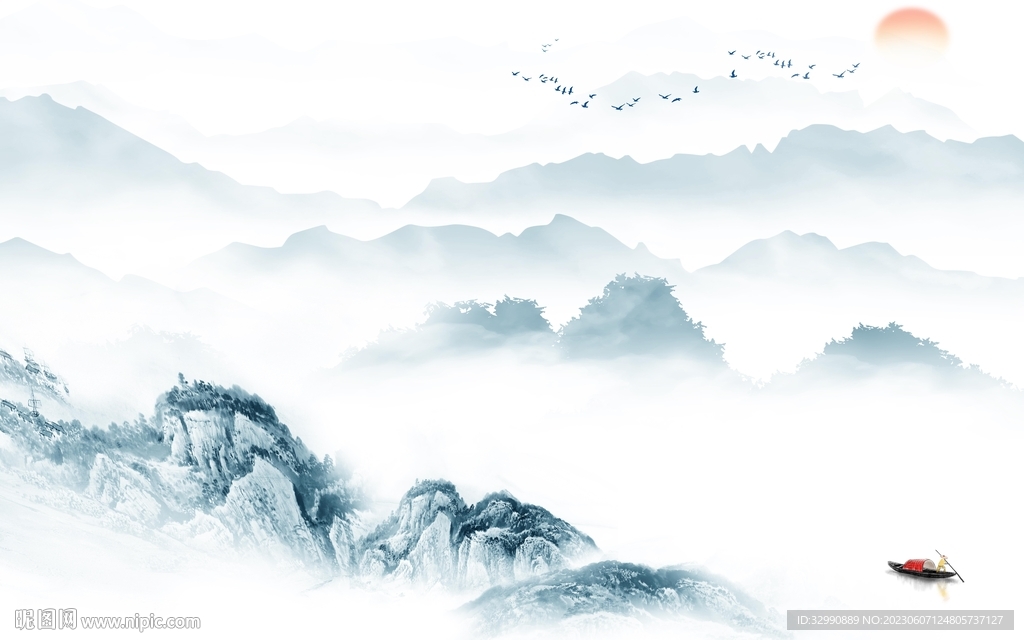 简约 新款背景山水 tIf分层