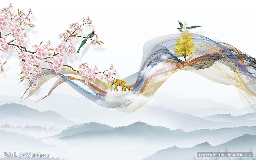 意境 新款背景山水 tIf分层