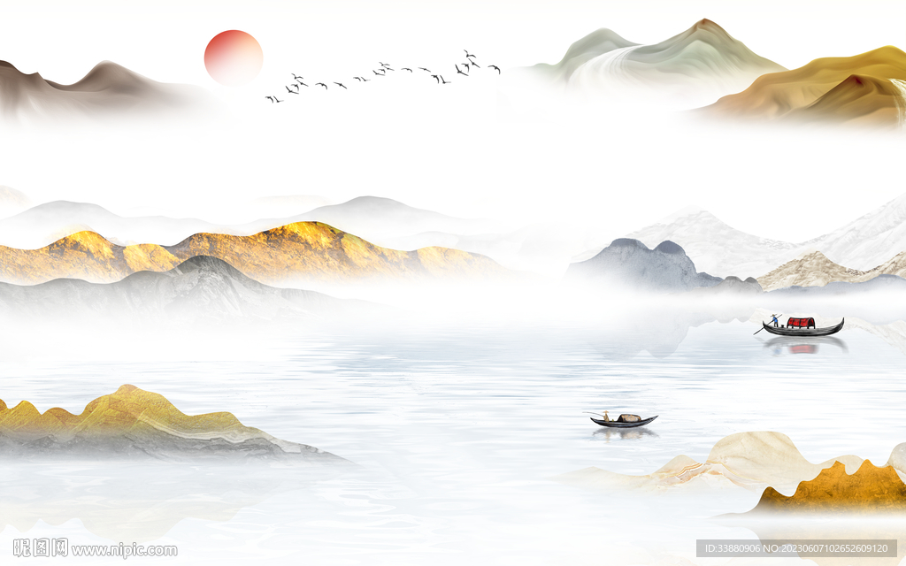 简约 高端背景山水 TiF分层