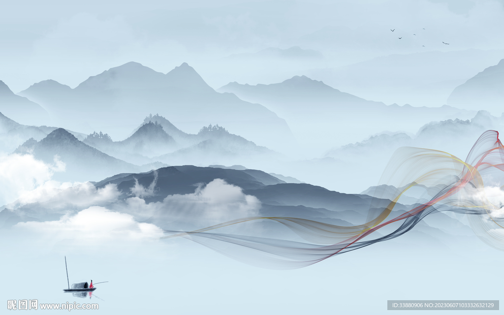 电视 中式最新山水 tiF分层