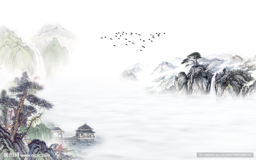 新品 中式最新山水 tiF分层