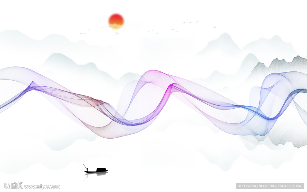 爆款 中式最新山水 tiF分层