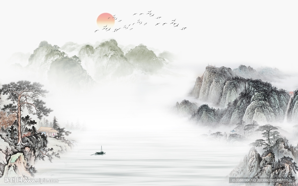 现代 中式最新山水 tiF分层