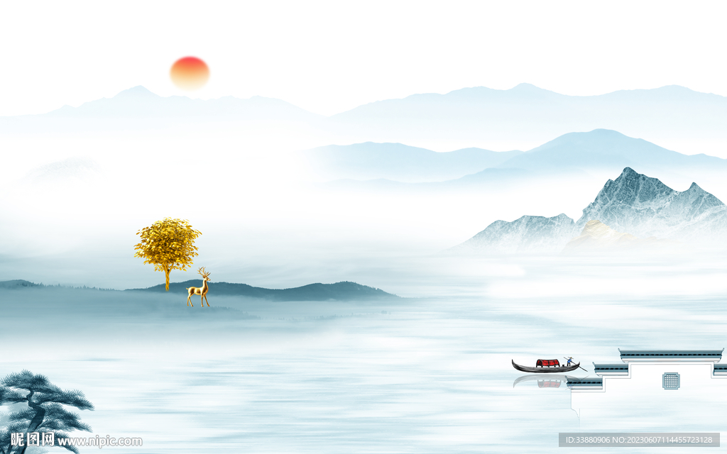 大气 简约新款山水 tiF分层