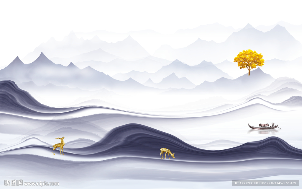 意境 简约新款山水 tiF分层