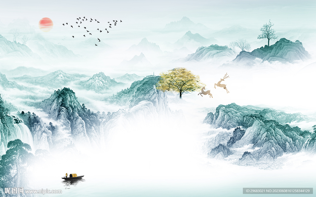 简约 中式爆款山水 TIF分层