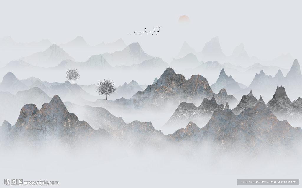 新中式水墨画电视背景墙