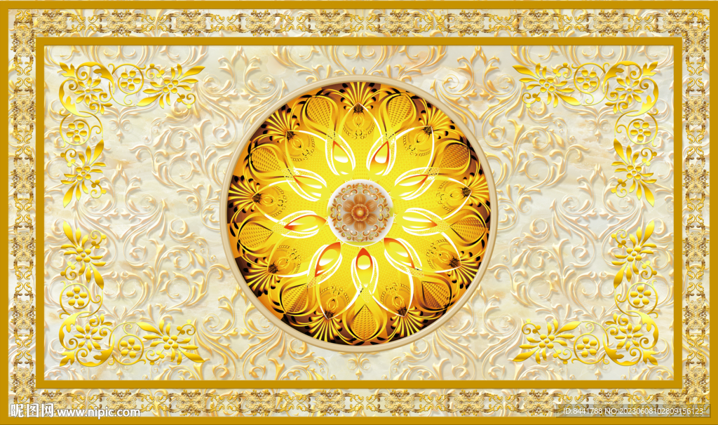 欧式黄色花纹