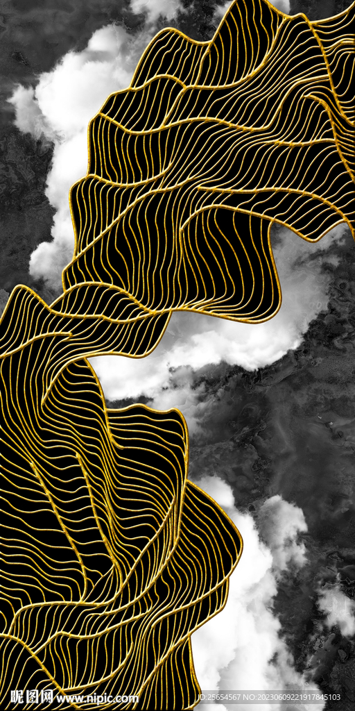 新中式抽象水墨山水玄关