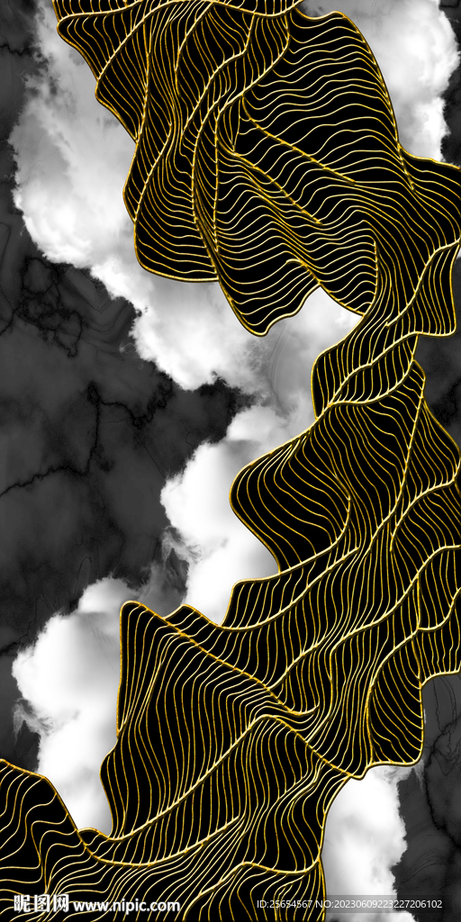 抽象水墨山水玄关装饰画