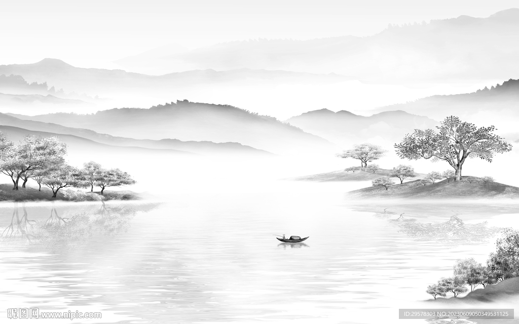 现代 高清新款山水 TIf分层