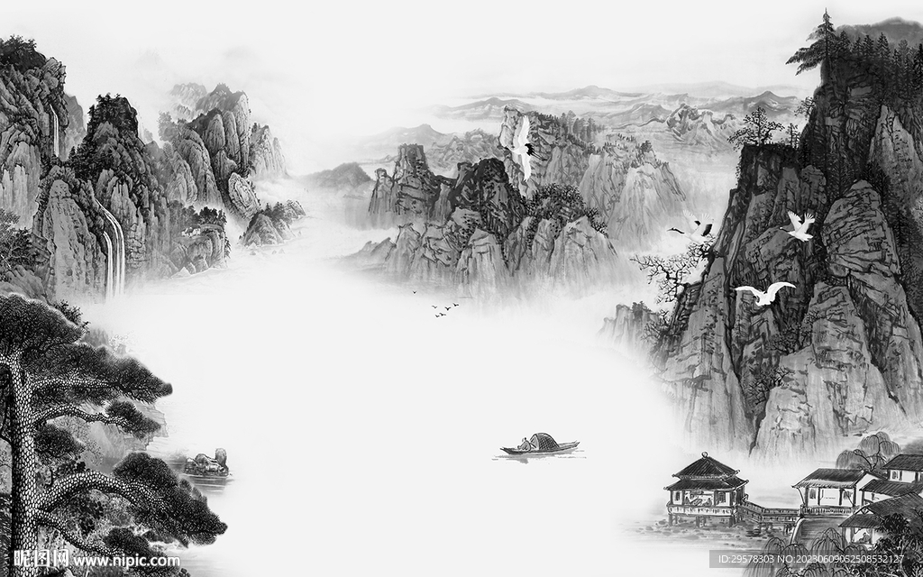 客厅 现代中式山水 TIf分层