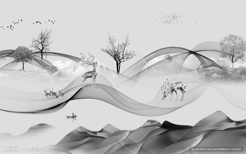 新传 现代中式山水 TIf分层