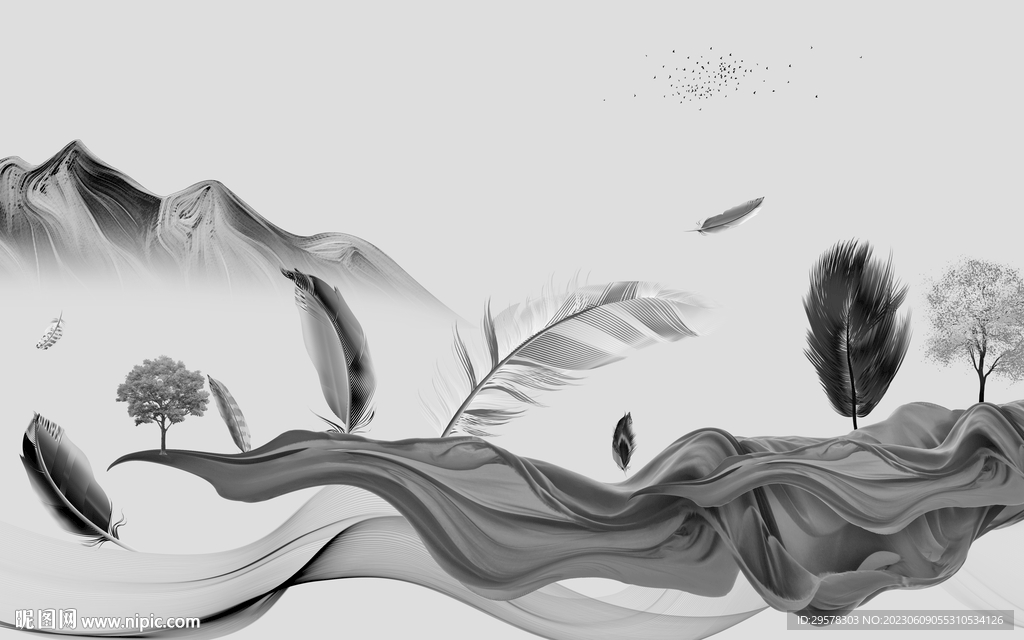 简约 现代中式山水 TIf分层