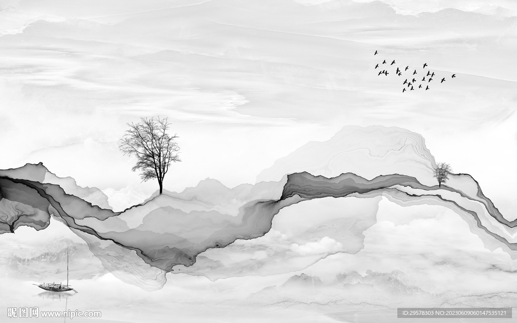 新款 现代中式山水 TIf分层