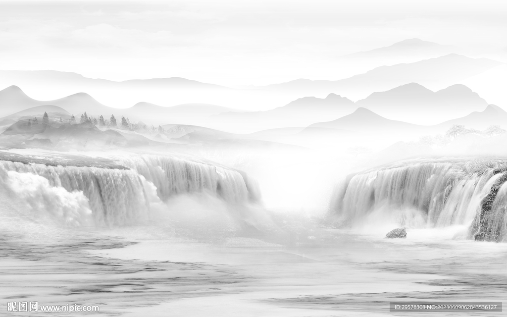 沙发 灰色高清山水 tIf分层