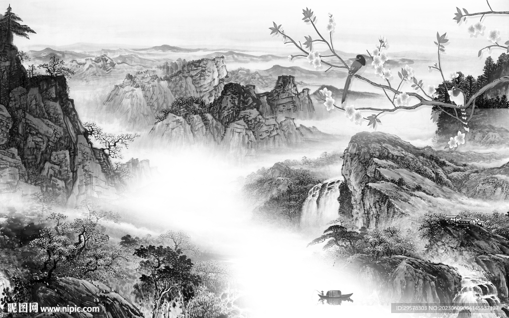 新款 灰色高清山水 tIf分层