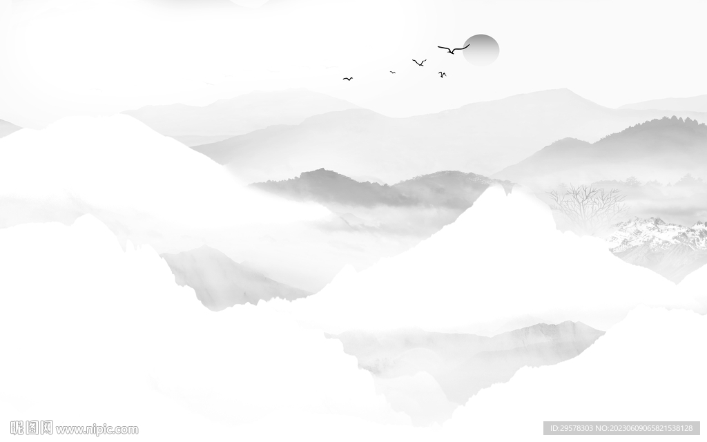 现代 灰色高清山水 tIf分层