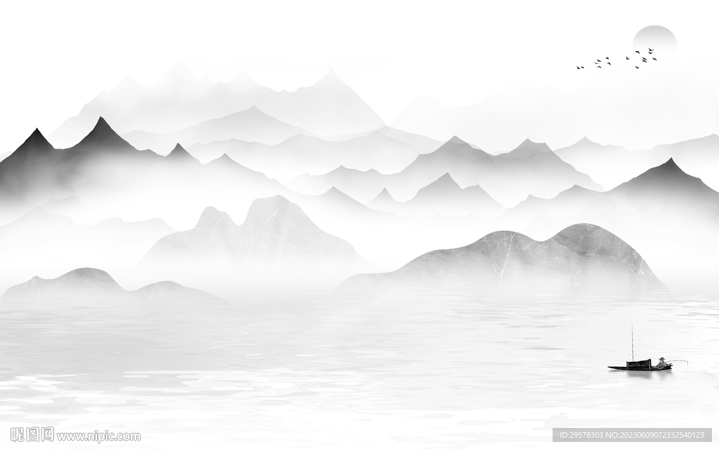 高档 新传灰色山水 TIf分层