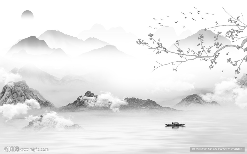 高清 新传灰色山水 TIf分层