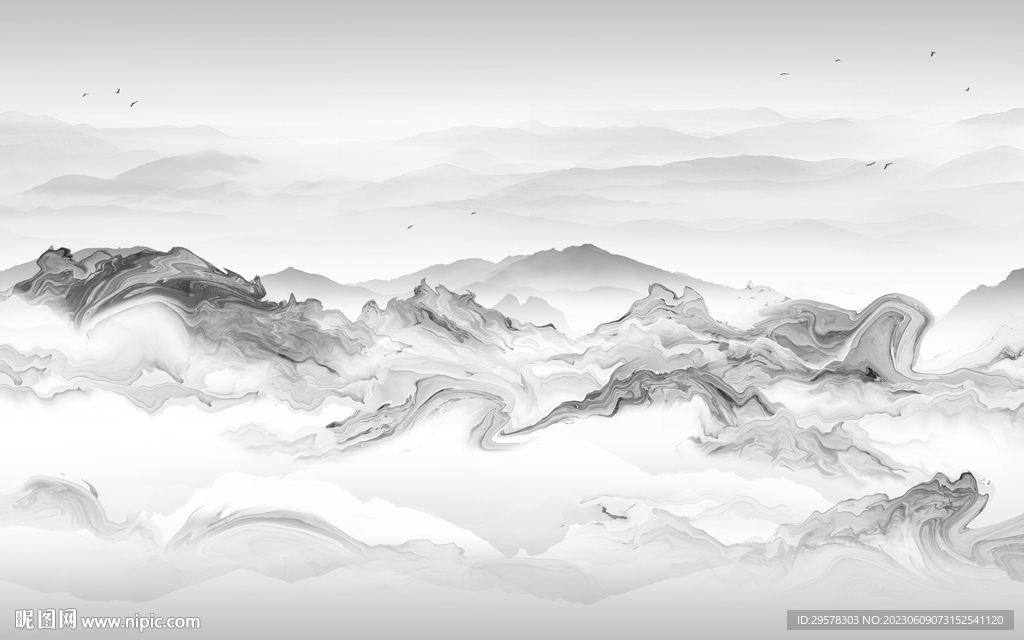 简约 新传灰色山水 TIf分层